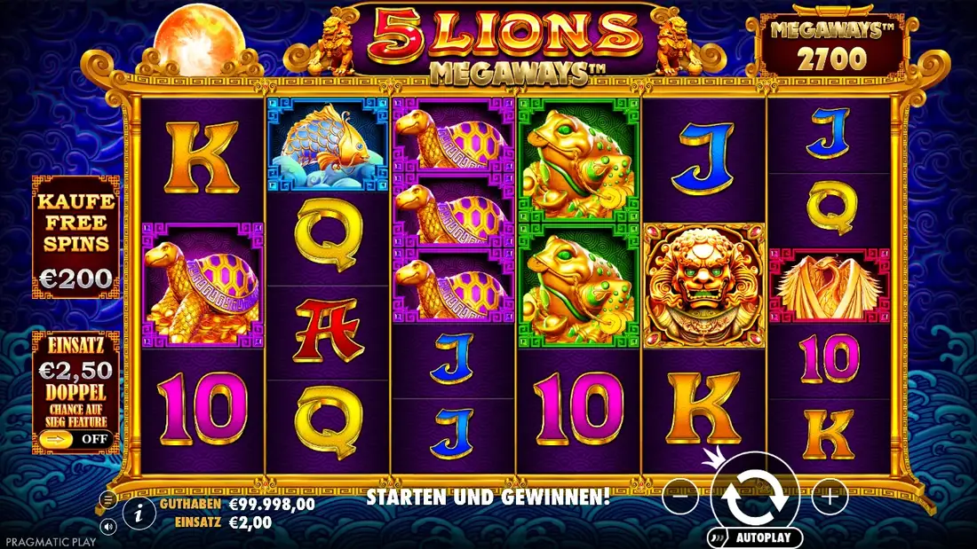 Ein Spin von 5 Lions Megaways in der Demo